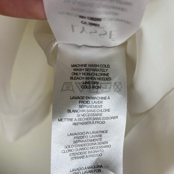 LYSSÉ Schiffer Button Down Shirt Size L White Stretch Top Staple Timeless Career - Picture 12 of 14